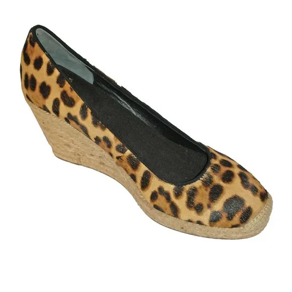 J. Crew Seville Leopard Print Calf Hair Wedge Espadrilles - Size 8 - Picture 1 of 5